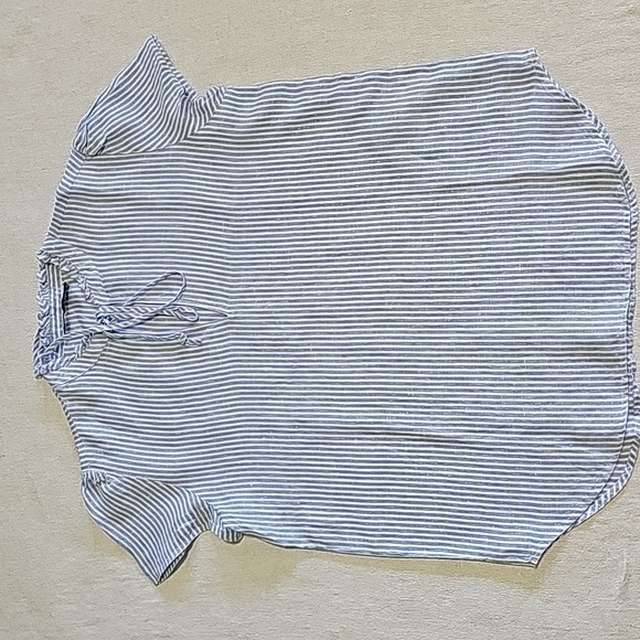 Polo Ralph Lauren Tops - Polo Ralph Lauren Women's Blue/White Striped Linen Top